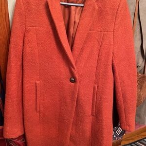 Kenneth Cole New York Women's Bold Orange Pea Coat Wool Blend